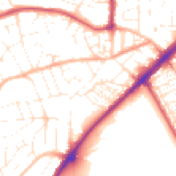 Daytime road noise heatmap for PL2 3QQ