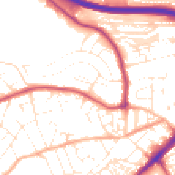 Daytime road noise heatmap for PL2 3RL