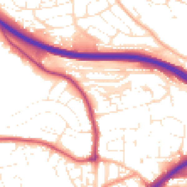 Daytime road noise heatmap for PL2 3RS