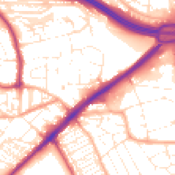 Daytime road noise heatmap for PL2 3SG