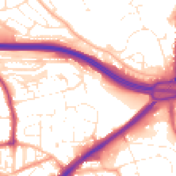 Daytime road noise heatmap for PL2 3TA