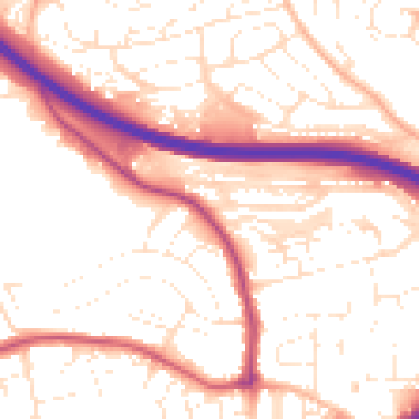 Daytime road noise heatmap for PL2 3TR
