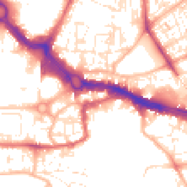 Daytime road noise heatmap for PL4 0AL