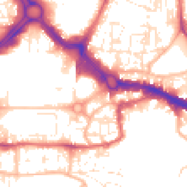 Daytime road noise heatmap for PL4 0AQ