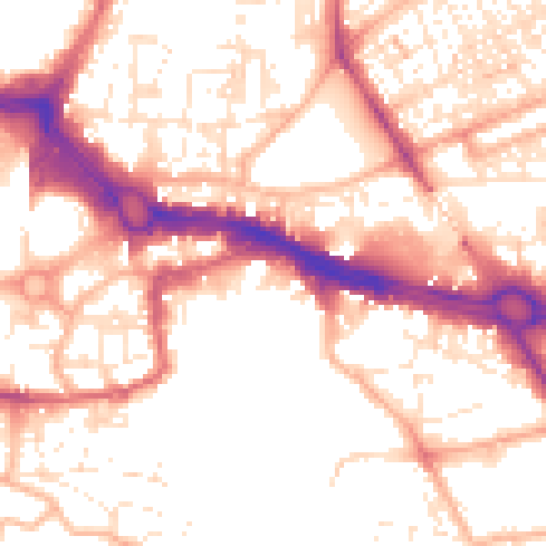 Daytime road noise heatmap for PL4 0BJ