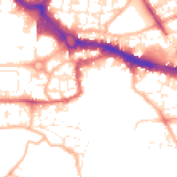 Daytime road noise heatmap for PL4 0BL