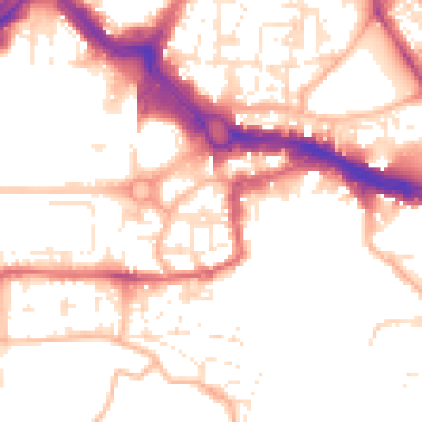Daytime road noise heatmap for PL4 0DA