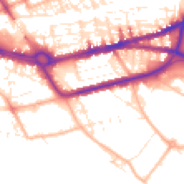 Daytime road noise heatmap for PL4 0PR