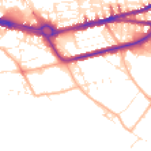 Daytime road noise heatmap for PL4 0QJ