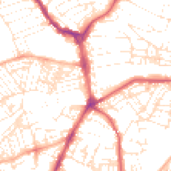 Daytime road noise heatmap for PL4 6LD