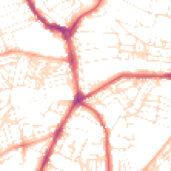Daytime road noise heatmap for PL4 7EB