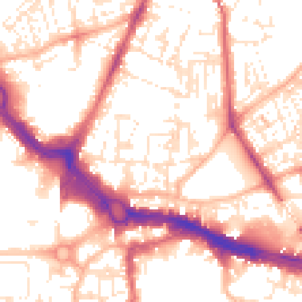 Daytime road noise heatmap for PL4 8DW