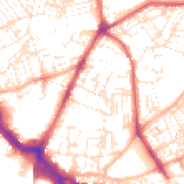Daytime road noise heatmap for PL4 8JJ