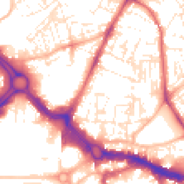 Daytime road noise heatmap for PL4 8LJ