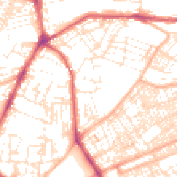 Daytime road noise heatmap for PL4 8QF