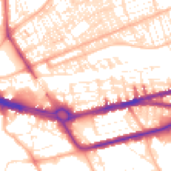 Daytime road noise heatmap for PL4 9PN