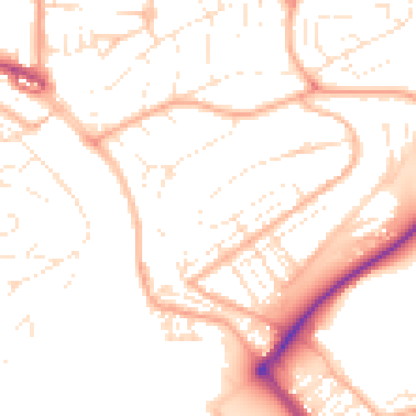 Daytime road noise heatmap for PL5 1AH
