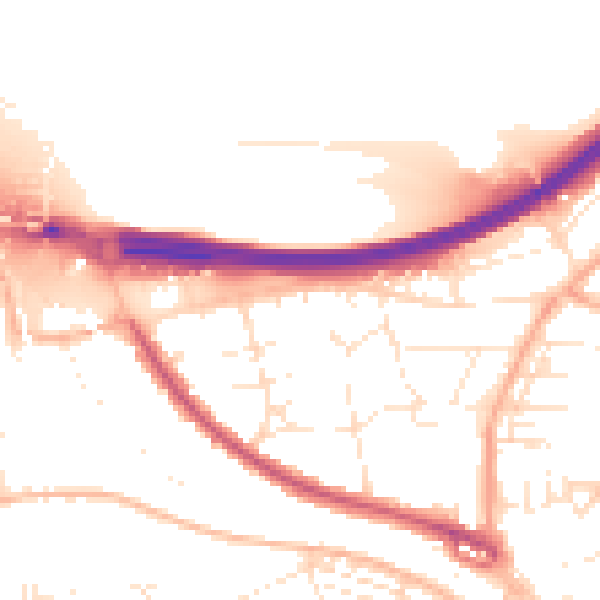 Daytime road noise heatmap for PL5 1AP