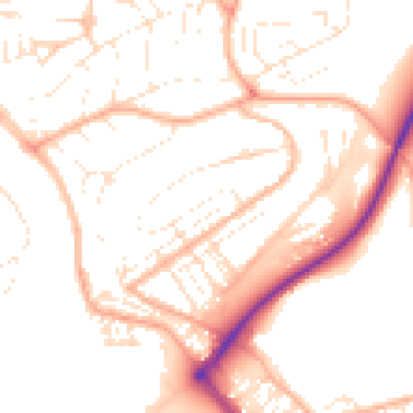 Daytime road noise heatmap for PL5 1AQ