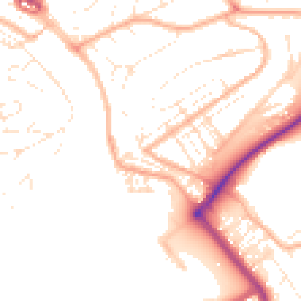 Daytime road noise heatmap for PL5 1BB