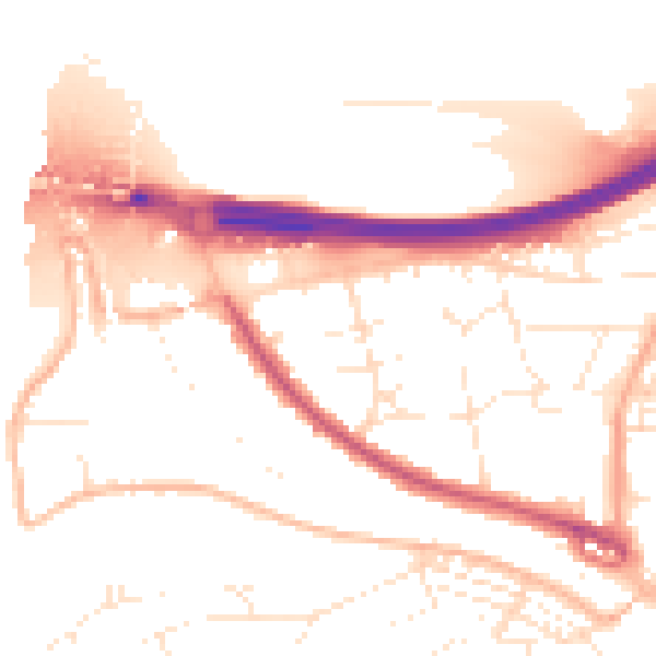 Daytime road noise heatmap for PL5 1NP