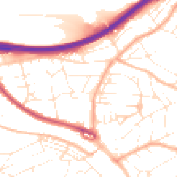 Daytime road noise heatmap for PL5 1PE
