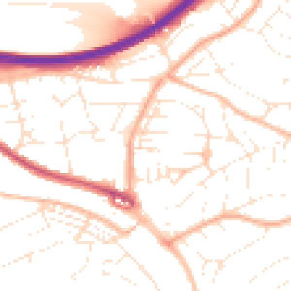 Daytime road noise heatmap for PL5 1QL