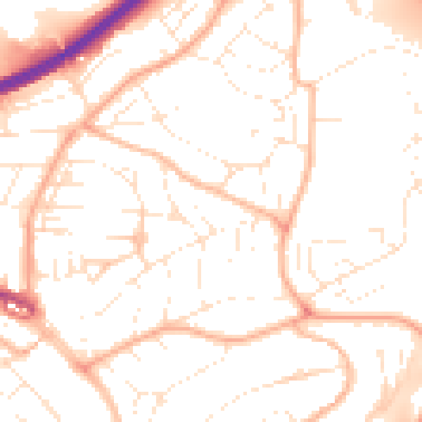 Daytime road noise heatmap for PL5 1QN