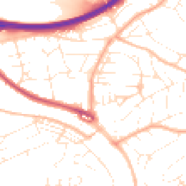 Daytime road noise heatmap for PL5 1RG