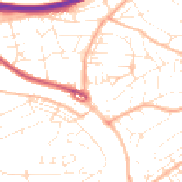 Daytime road noise heatmap for PL5 1RQ
