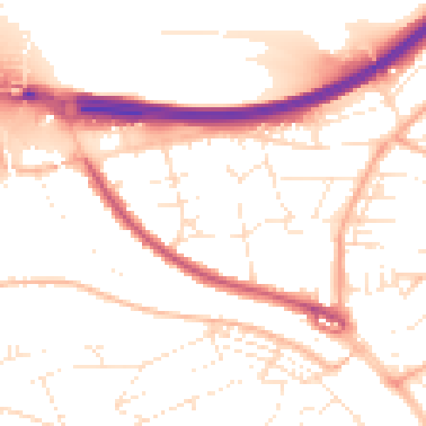Daytime road noise heatmap for PL5 1SF