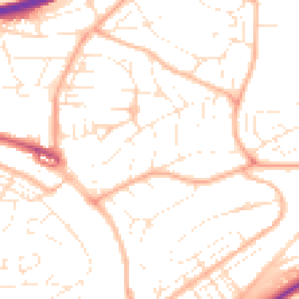 Daytime road noise heatmap for PL5 1TJ