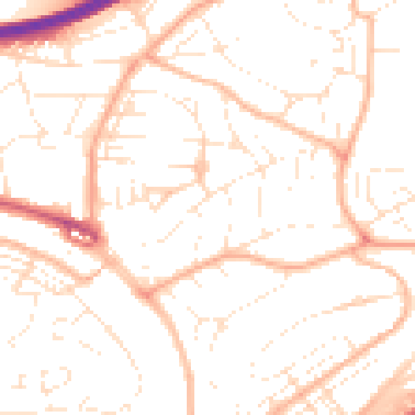 Daytime road noise heatmap for PL5 1TS