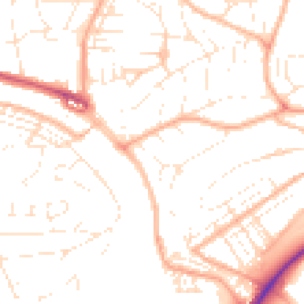 Daytime road noise heatmap for PL5 1UU