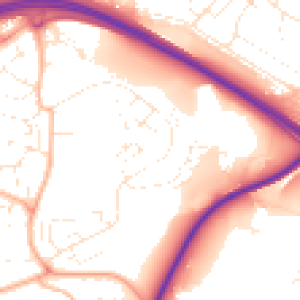 Daytime road noise heatmap for PL5 2BJ