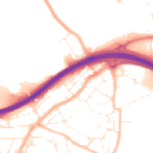Daytime road noise heatmap for PL5 2EW