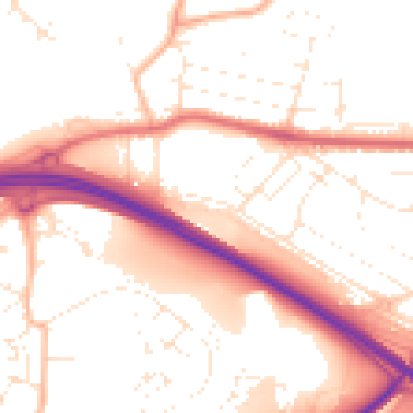 Daytime road noise heatmap for PL5 2JU