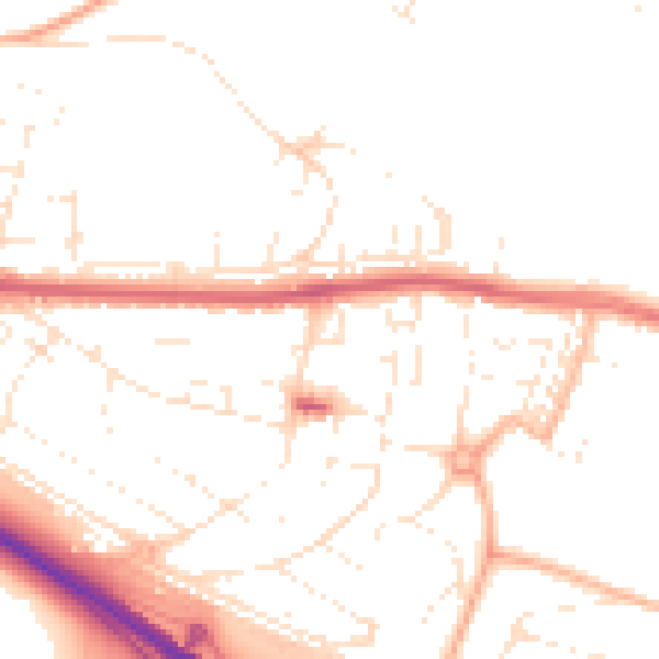 Daytime road noise heatmap for PL5 2LD