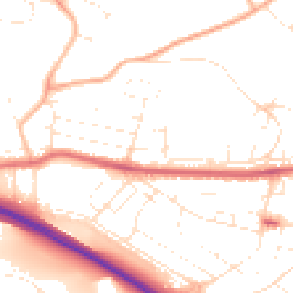 Daytime road noise heatmap for PL5 2NZ