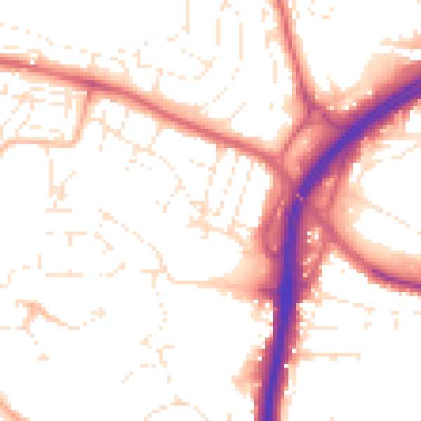 Daytime road noise heatmap for PL5 3BE