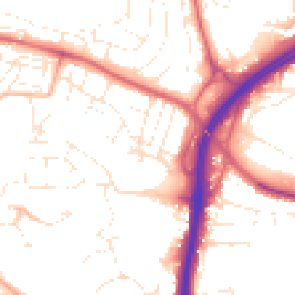 Daytime road noise heatmap for PL5 3BG