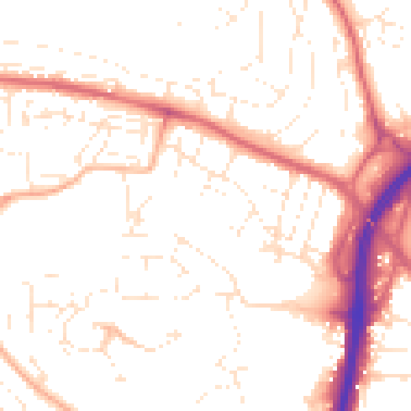 Daytime road noise heatmap for PL5 3DB