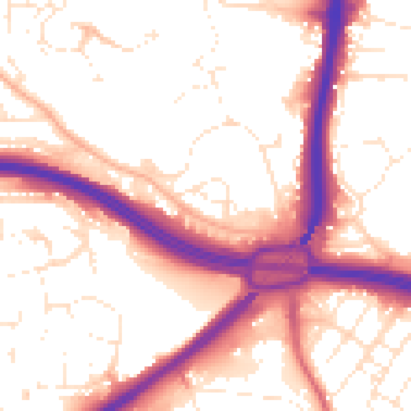 Daytime road noise heatmap for PL5 3DW