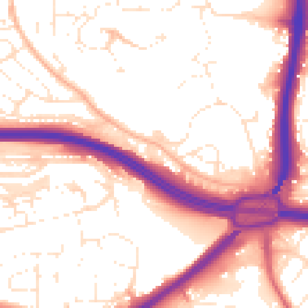 Daytime road noise heatmap for PL5 3DY