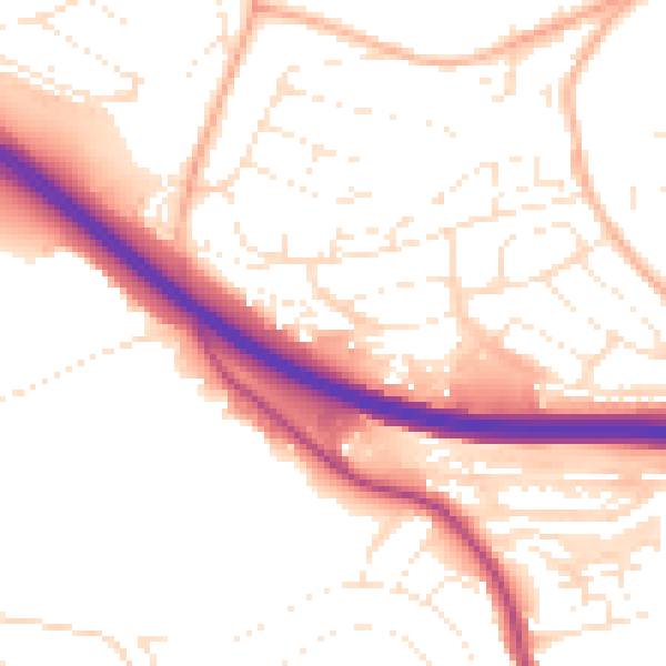 Daytime road noise heatmap for PL5 3ET