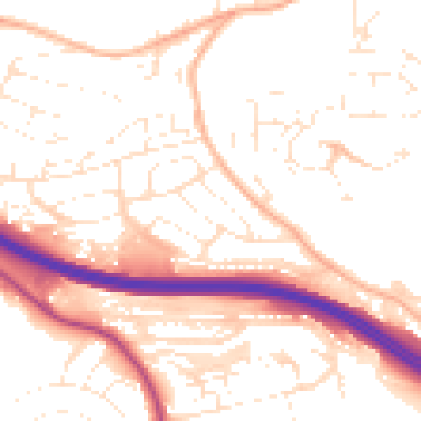 Daytime road noise heatmap for PL5 3HJ
