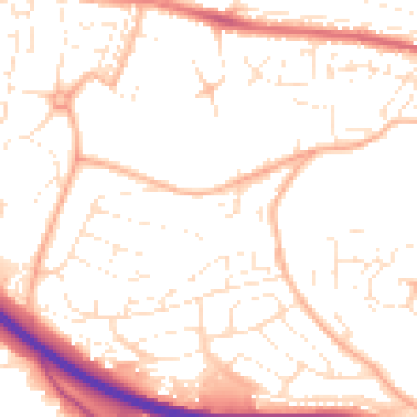 Daytime road noise heatmap for PL5 3JJ
