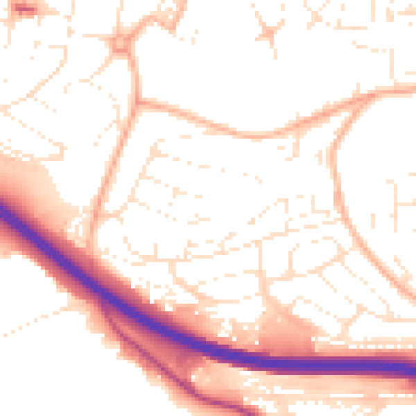 Daytime road noise heatmap for PL5 3LL