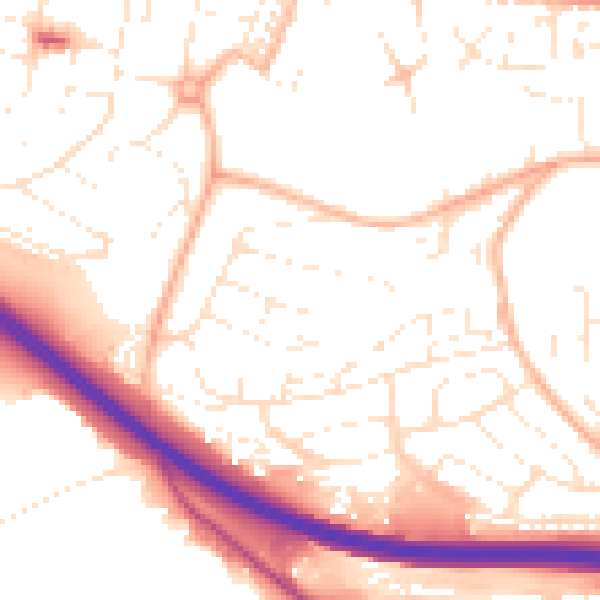 Daytime road noise heatmap for PL5 3LQ
