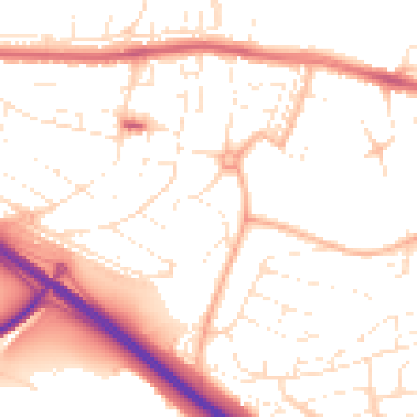 Daytime road noise heatmap for PL5 3PG